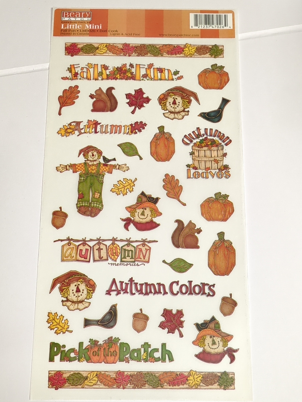 ☀️ VTG Beary Patch Paper Stickers Fall Fun LMD026 Dari Cook
